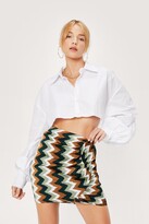 Thumbnail for your product : Nasty Gal Womens Petite Zig Zag Print Ruched Side Mini Skirt - Green - 12