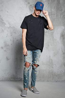 Forever 21 Distressed Raw-Cut Pocket Tee