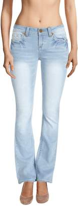SkylineWears Women Long Inseam Basic Classic Fit Bootcut Jeans WK-04 Light Blue Large