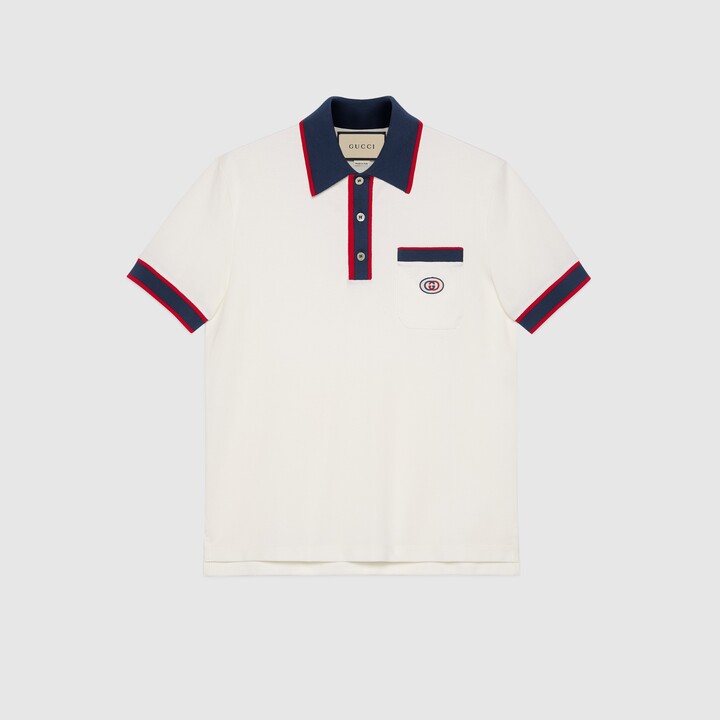 Gucci White & Blue GG Monogram Polo T-Shirt – Savonches