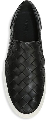 Vince Fletcher Woven Leather Slip-On Sneakers