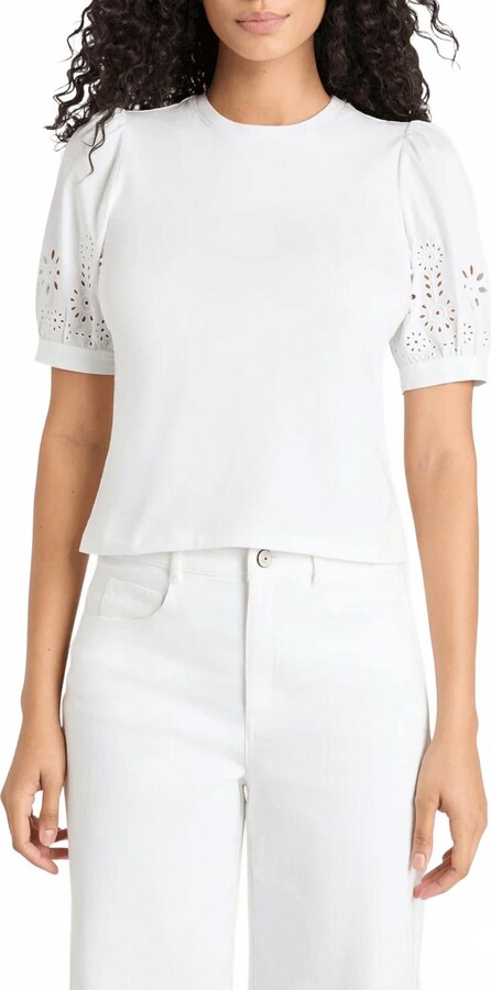Cinq à Sept Embroidered Mazie Eyelet Coria Top In White