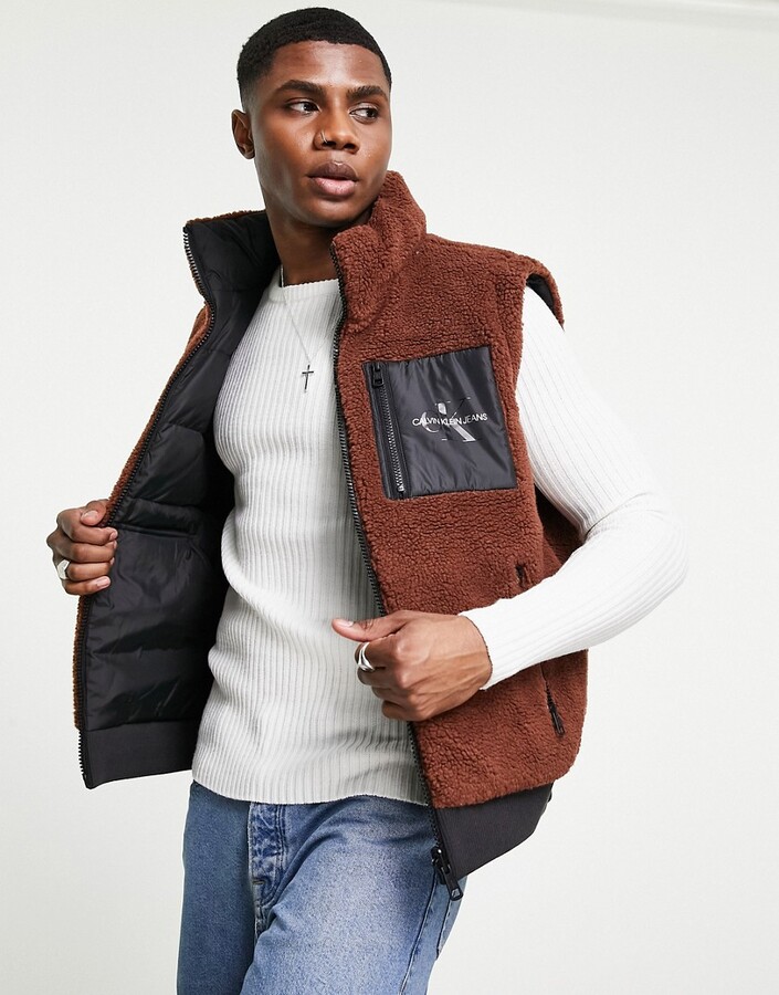 Calvin Klein Jeans 4-in-1 reversible polar fleece jacket in black/brown -  ShopStyle