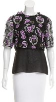 Thumbnail for your product : Wes Gordon Embroidered Short Sleeve Top