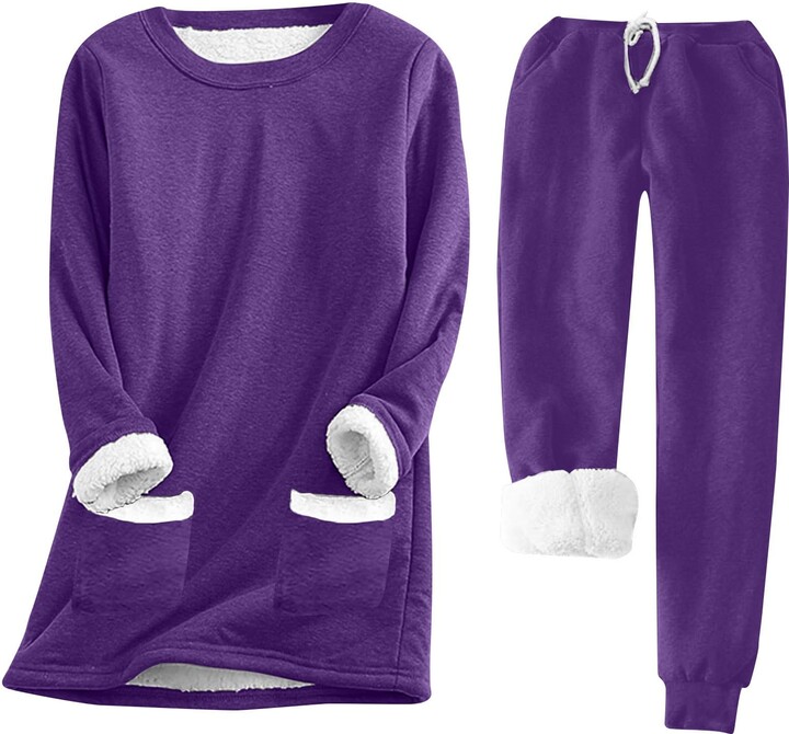 LUBOSEWomen's Pajama Set Two Piece Winter Warm Fleece Pajamas Plush Crew  Neck Pajamas Set Winter Long Sleeve Pajamas Coral Fleece Pajamas Set Soft  Flannel Pajamas-XL - ShopStyle
