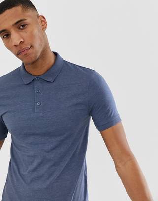 ASOS Design DESIGN muscle fit jersey polo in blue marl