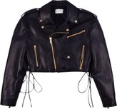Giacca Biker Cropped In Pelle 