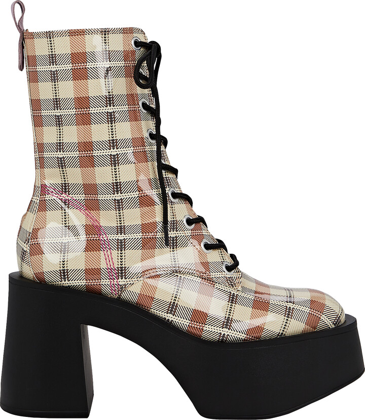 Larroude Olivia Plaid Platform Combat Boots ShopStyle