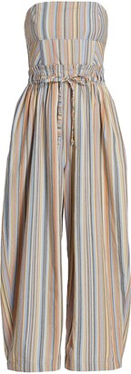 Free People Roaming Shores Strapless Cotton Jumpsuit