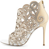 Thumbnail for your product : Rene Caovilla Scroll Laser-Cut Crystal 105mm Bootie, White