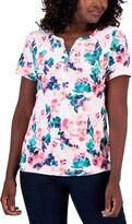 Thumbnail for your product : Karen Scott Petite Floral-Print Henley Top, Created for Macy's
