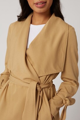 Girls On Film Calibre Camel Tie-Cuff Trench Coat