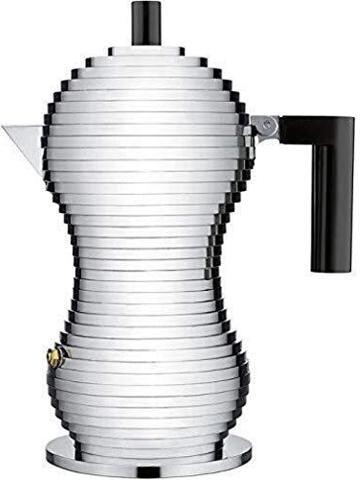 Alessi USA, Inc Alessi MDL02/3 B'Pulcina' Stove Top Espresso 3 Cup Coffee Maker in Aluminum Casting Handle And Knob in Pa, Black