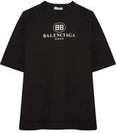 Balenciaga - Oversized Printed Cotton-jersey T-shirt - Black