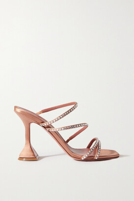 Amina Muaddi Gilda Crystal-embellished Satin Sandals - Orange - ShopStyle