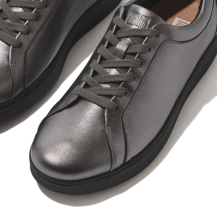 FitFlop Women's Rally Lace-Up Leather Sneaker In Pewter