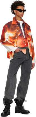 Y/Project SSENSE Exclusive White & Orange Jean Paul Gaultier Edition Denim Jacket