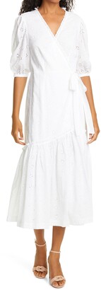 white eyelet dress midi