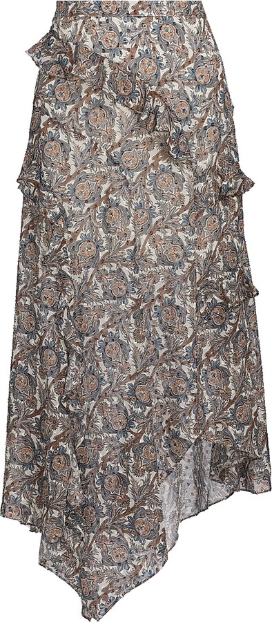 Veronica Beard Women's Eleonora Asymmetric Paisley Silk-Blend Skirt - Dove Multi - Size 00