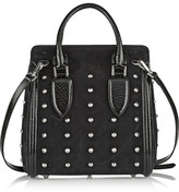 Thumbnail for your product : Alexander McQueen The Heroine small studded suede and patent-leather shoulder bag