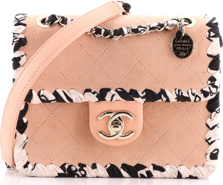 Chanel My Own Frame Flap Bag Quilted Suede with Ribbon Mini