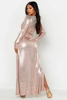 Thumbnail for your product : boohoo High Shine Metallic Wrap Maxi Dress