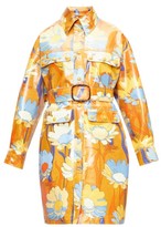 Thumbnail for your product : Fendi Daisy-print Coated-cotton Coat - Brown Multi