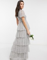 Thumbnail for your product : Maya Bridesmaid delicate sequin tiered ruffle maxi dress in silver