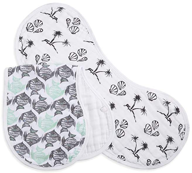 aden + anais 2 Piece Classic White Label Burpy Bib, Seaside
