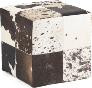 TJMAXX 18X18 Squares Patchwork Ottoman, Leather