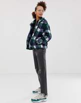 Thumbnail for your product : New Look check teddy borg bomber in green pattern