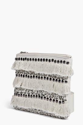 boohoo Boutique Moroccan Sequin Fringed Clutch Bag