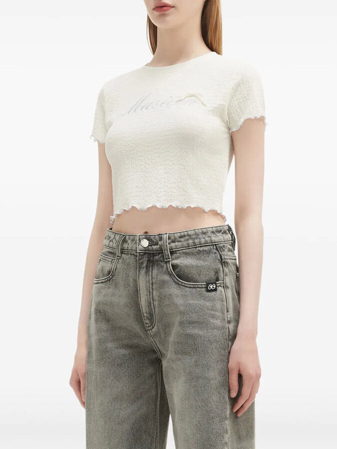Musium Div. Logo-Embroidered Crop Top