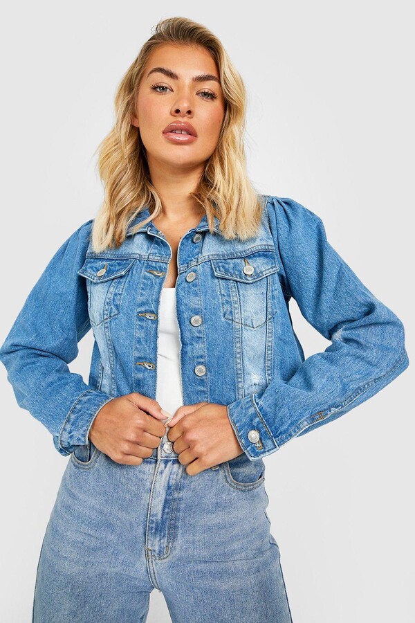 padded shoulder denim jacket