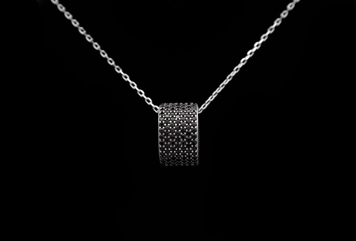 Etsy 1.00Ct Created Black Diamond Pave Sliding Charm 925 Sterling Silver Necklace 18\