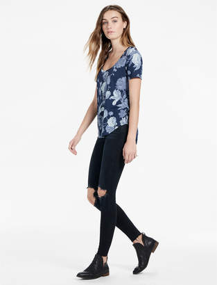 Lucky Brand Floral Print Scoop Neck Tee