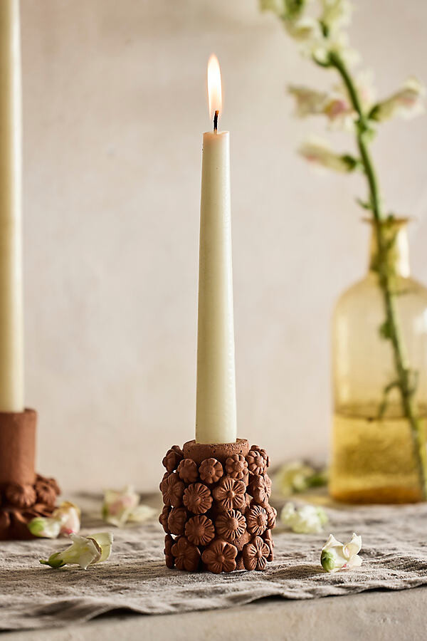 Oaxacan Clay Floral Taper Holder at Terrain