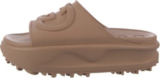 Gucci Rubber Slides Neutrals Interlocking G Logo Platform