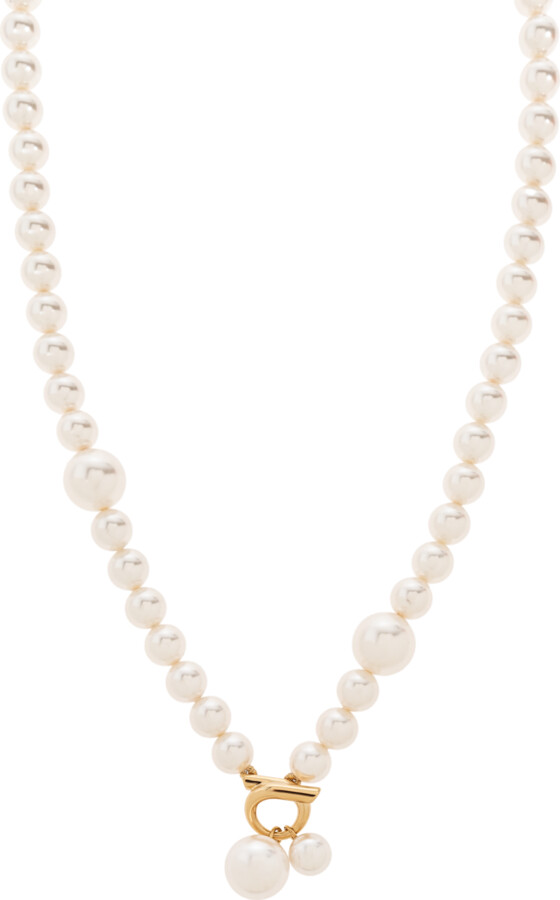 Ferragamo Short Pearl Necklace  - Cream
