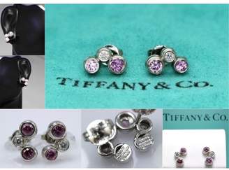 Tiffany & Co. Platinum 0.08tcw Diamond & 0.48ct. Pink Sapphire Bubble Earrings