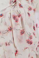 Thumbnail for your product : Mikael Aghal Chantilly Lace-appliqued Pleated Floral-print Chiffon Maxi Dress