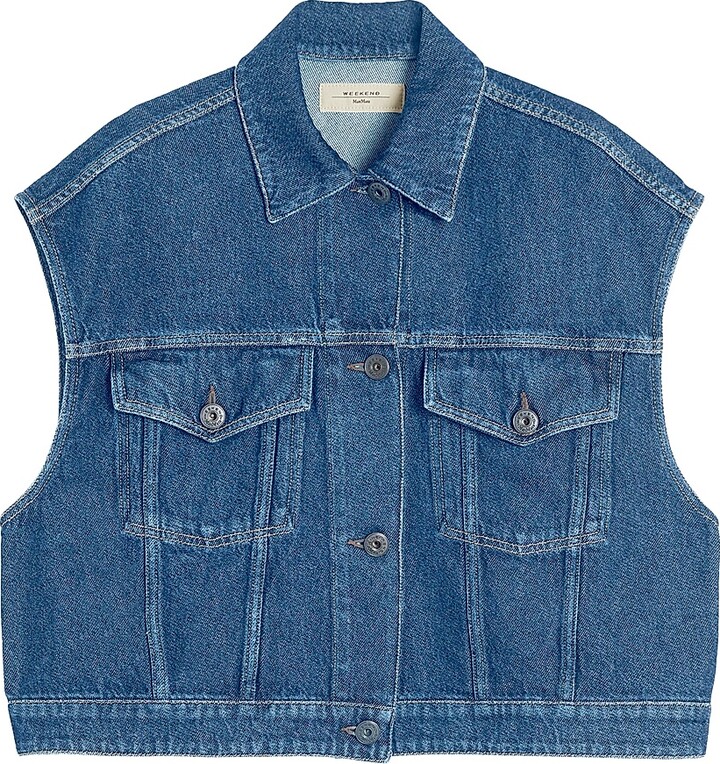 Women's Cotton Denim Gilet - Navy Vintage - Size 0