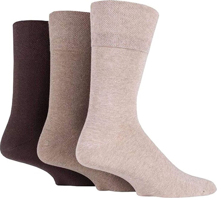 CHAAL® 3 Pairs Men's Diabetic Socks wide Honey Comb top soft cuff NonElastic Grip Oedema