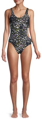 Ganni Recycled Fabric Floral One-Piece Swimsuit