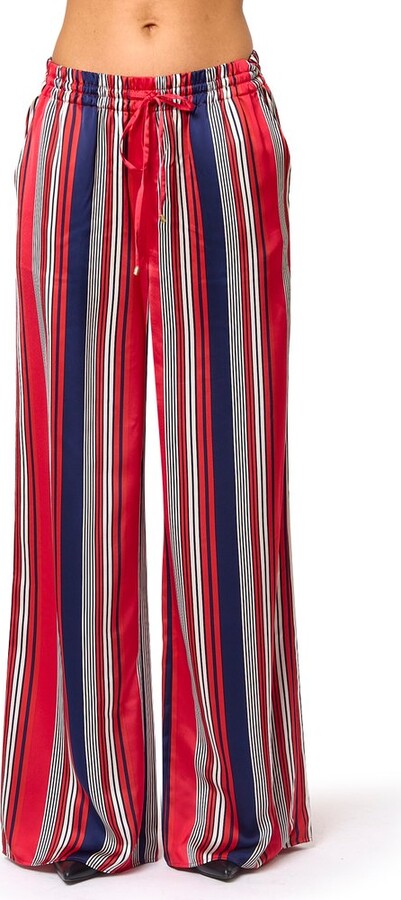 Lauren Ralph Lauren Striped Satin Charmeuse Wide-Leg Trousers