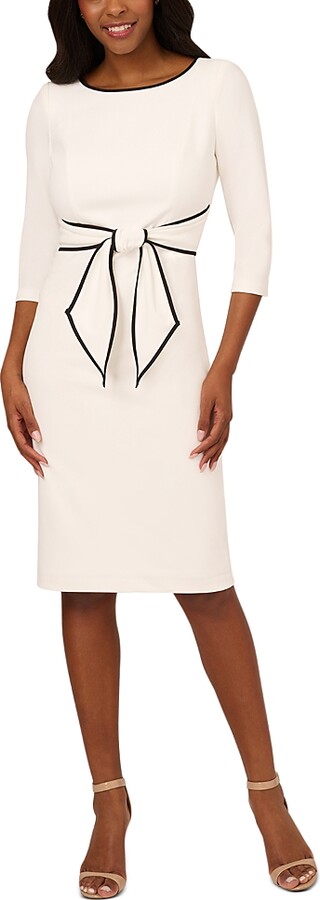 Adrianna Papell Tipped Crepe Tie Waist Dress - ShopStyle