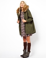 Thumbnail for your product : ASOS Cocoon Parka With Oversized Faux Fur Trim Hood