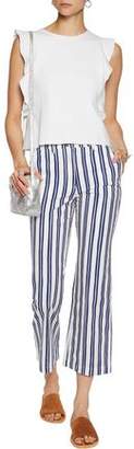 MiH Jeans Coler Flare Cropped Striped Cotton Straight-Leg Pants
