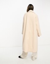 Thumbnail for your product : ASOS DESIGN smart double breasted boucle wool mix coat in cream