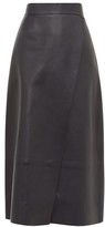 Thumbnail for your product : Inès & Marèchal Eternity Wrap Leather Midi Skirt - Navy